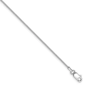 0.9mm, 10k White Gold, Box Chain Anklet or Bracelet