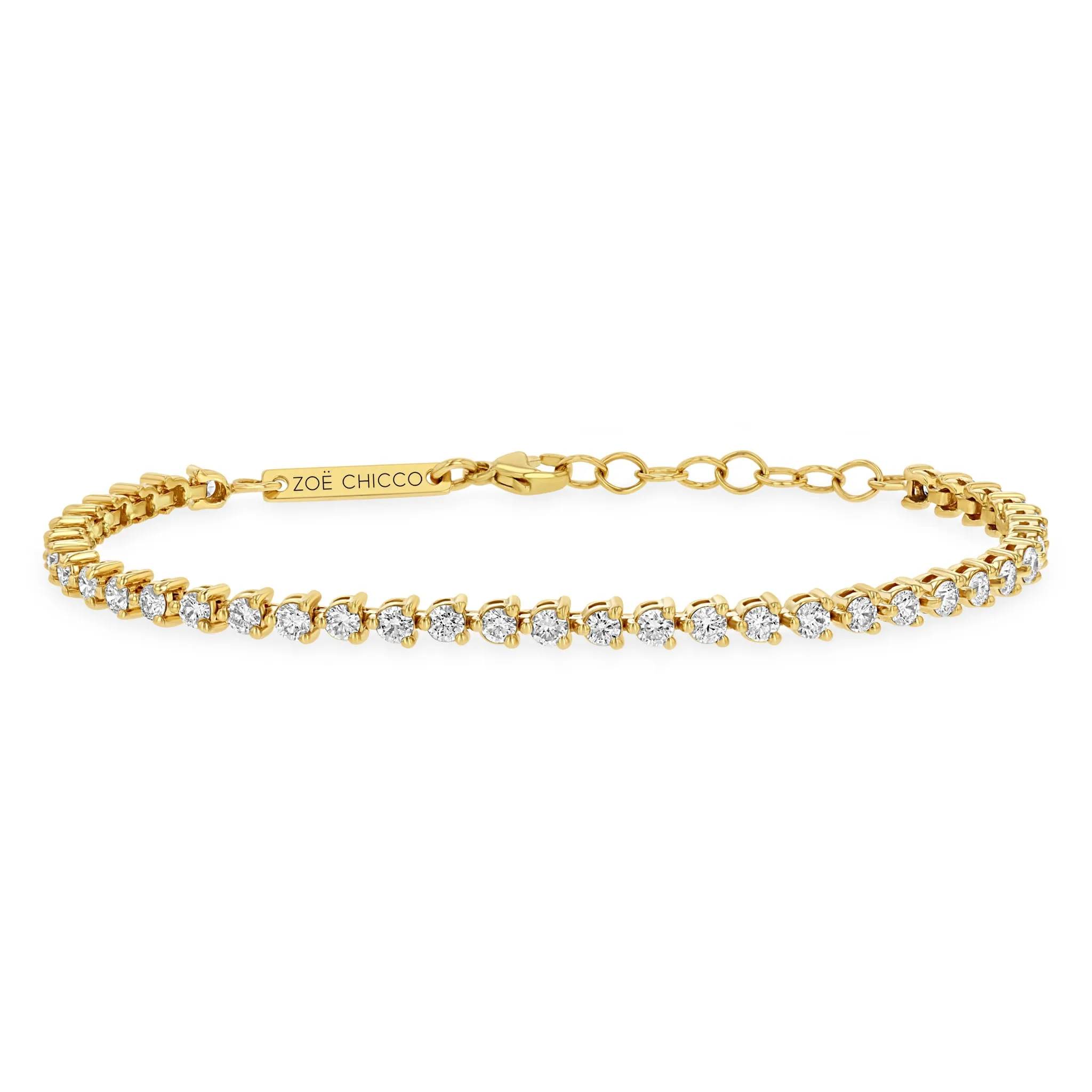 14k 3 Prong Diamond Tennis Bracelet