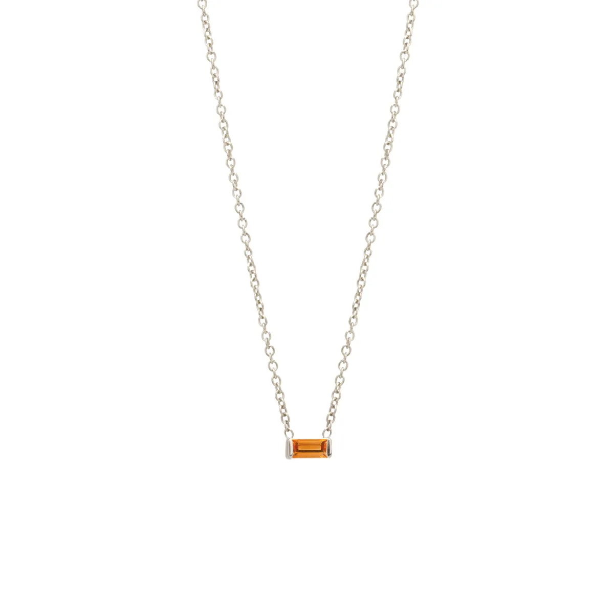 14k Citrine Baguette Necklace | November Birthstone