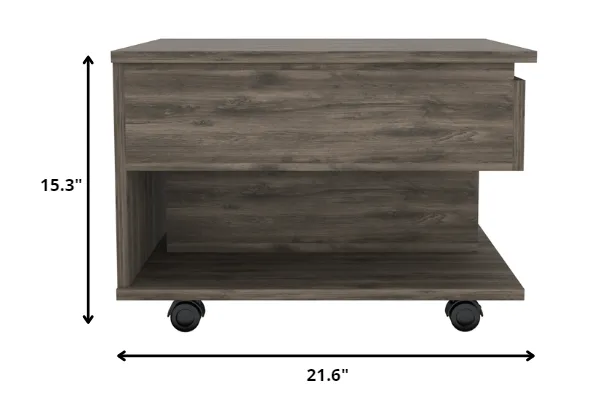 22" Dark Brown Manufactured Wood Rectangular Lift Top Coffee Table With Drawer By Homeroots