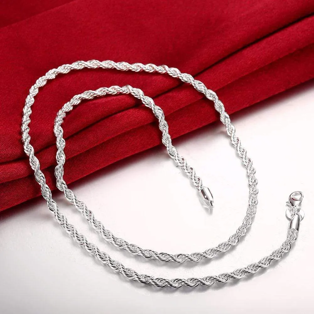 4mm 20 inches silver plated Italian Necklace Chain