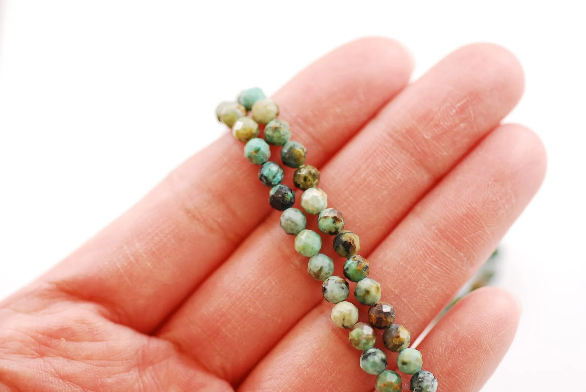 4mm Natural Faceted Round Turquoise Beads l 8 inch strand Wholesale Beads Blue Green Brown Micro Faceted