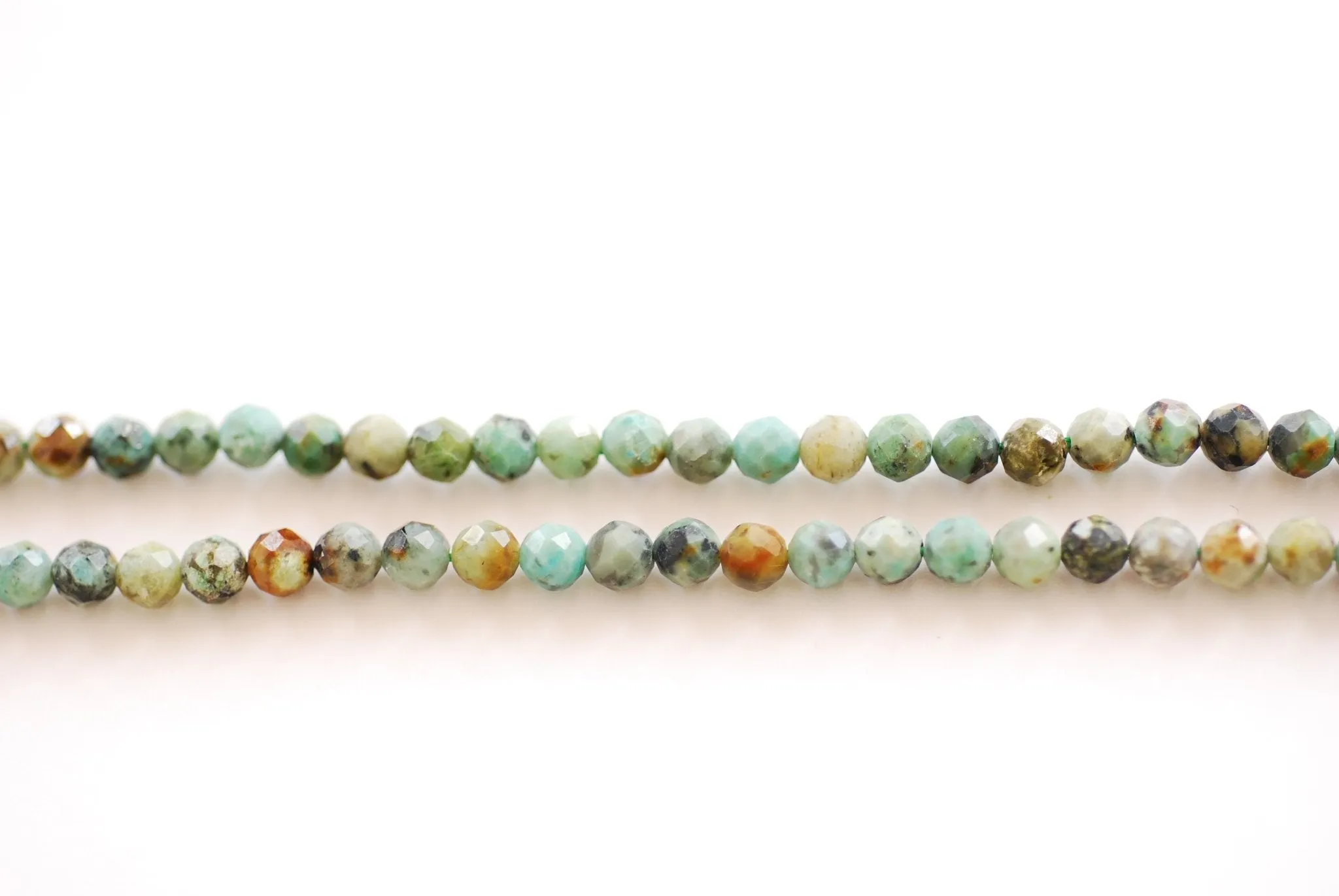 4mm Natural Faceted Round Turquoise Beads l 8 inch strand Wholesale Beads Blue Green Brown Micro Faceted