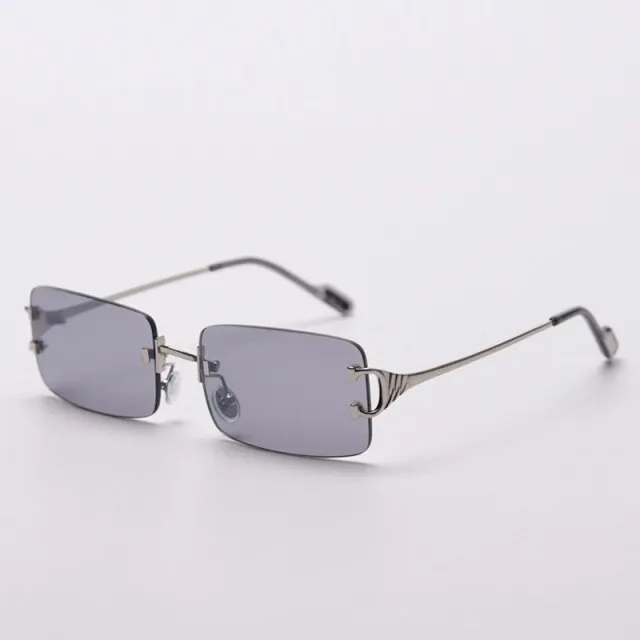 90s Fashion Rimless UV400 Sunglasses with Alloy Frame for Women<br>