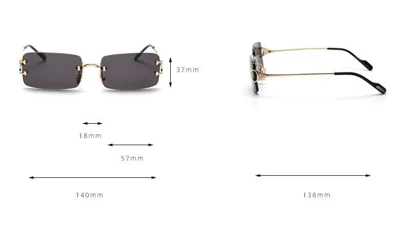 90s Fashion Rimless UV400 Sunglasses with Alloy Frame for Women<br>