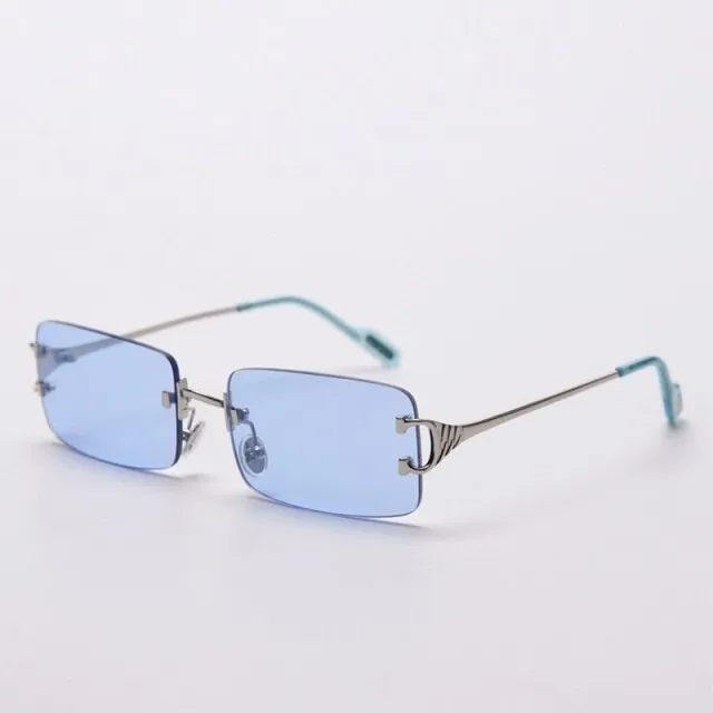 90s Fashion Rimless UV400 Sunglasses with Alloy Frame for Women<br>