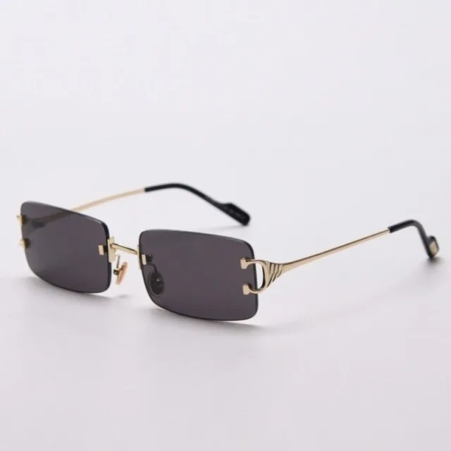 90s Fashion Rimless UV400 Sunglasses with Alloy Frame for Women<br>