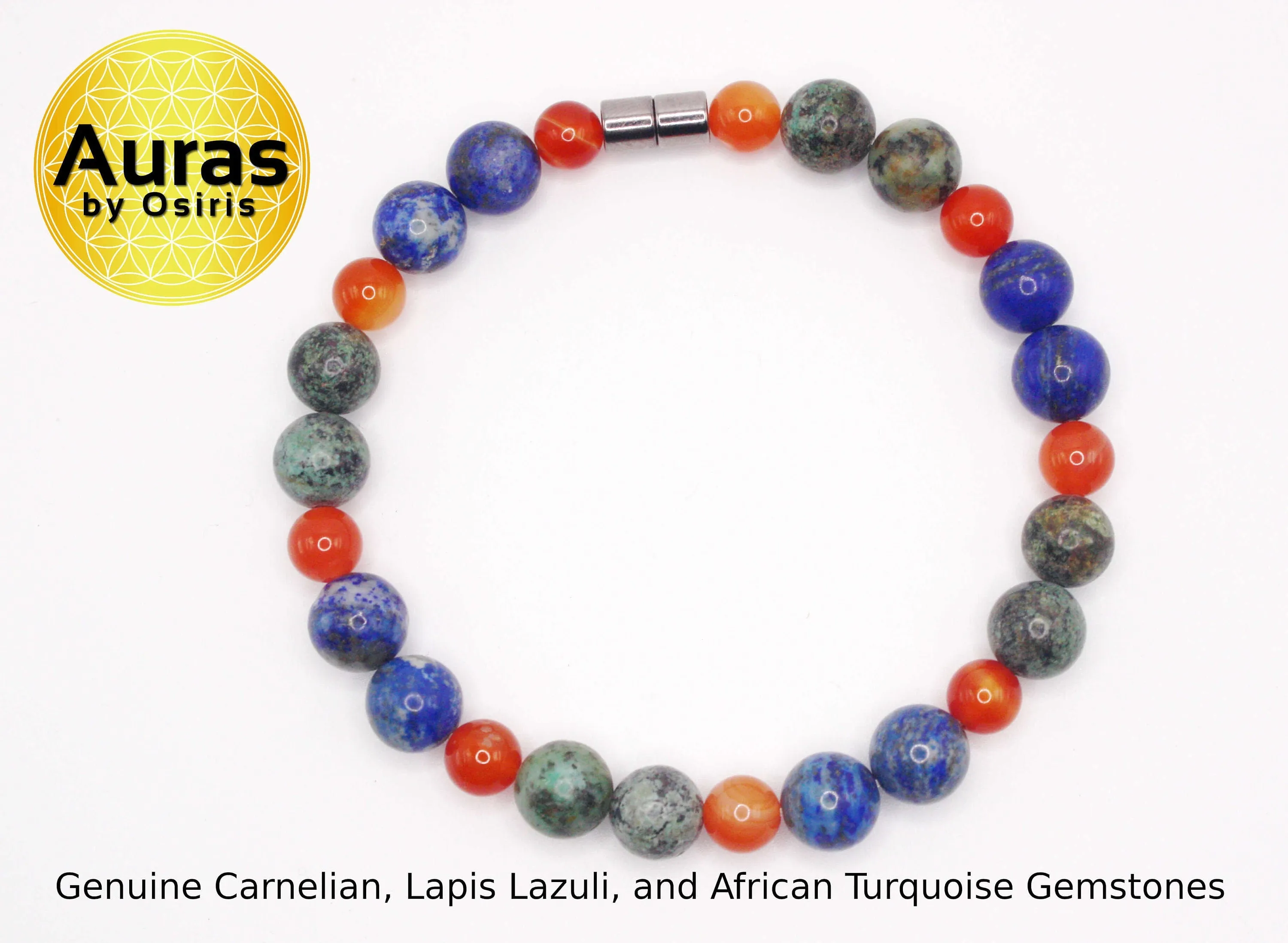 African Egyptian Trio Bracelet - Lapis Lazuli - African turquoise - Carnelian Crystal Jewelry for Protection, Healing and Good Luck