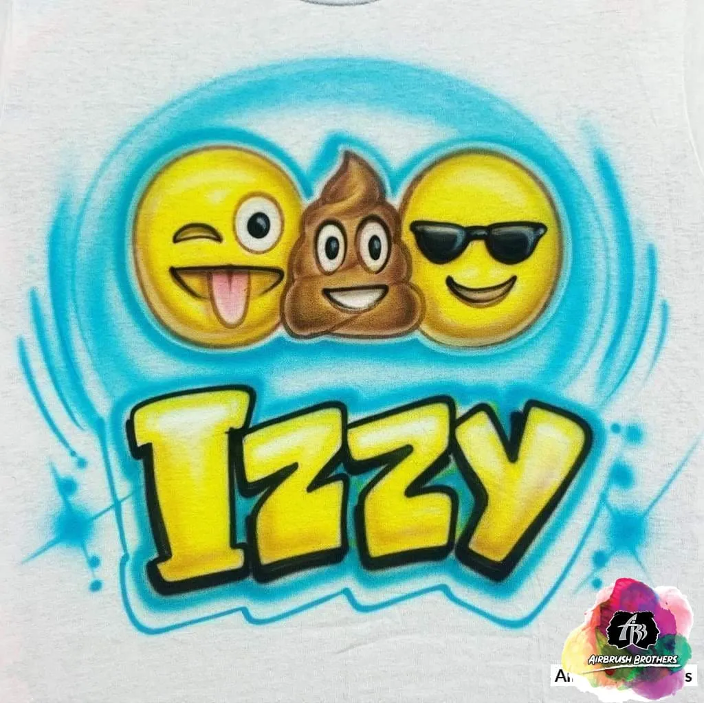 Airbrush 3 Emojis w/ Name Shirt Design