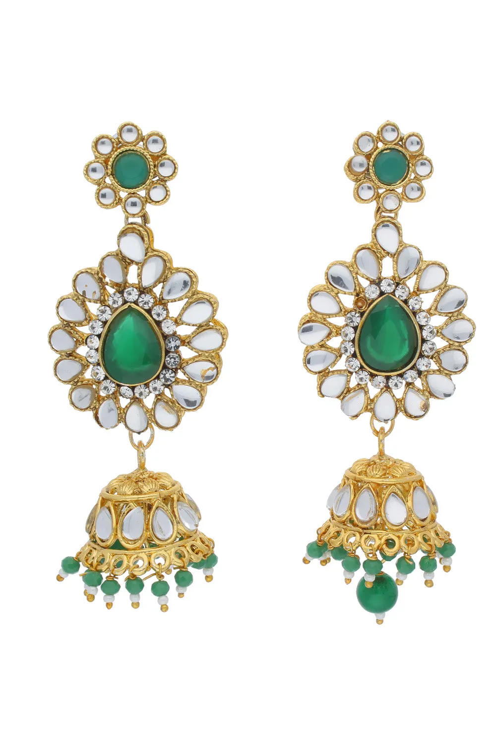 Alloy Jhumka Earring in Green