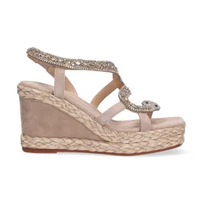 Alma en pena zeppa con strass beige