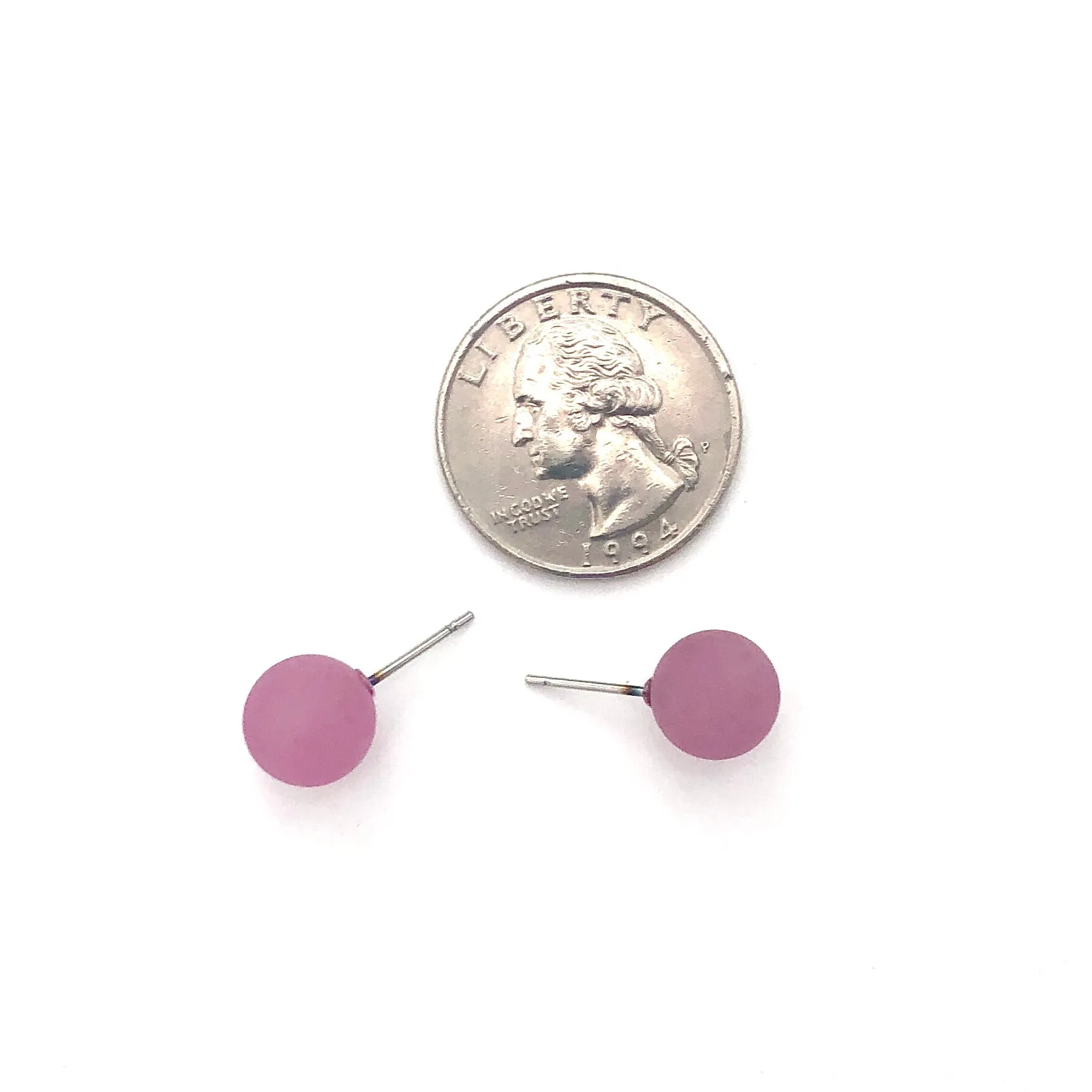 Amethyst Petite Frosted Lucite Ball Stud Earrings