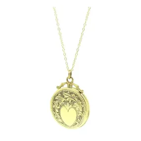 Antique Victorian Ornate 9ct Gold Locket Necklace