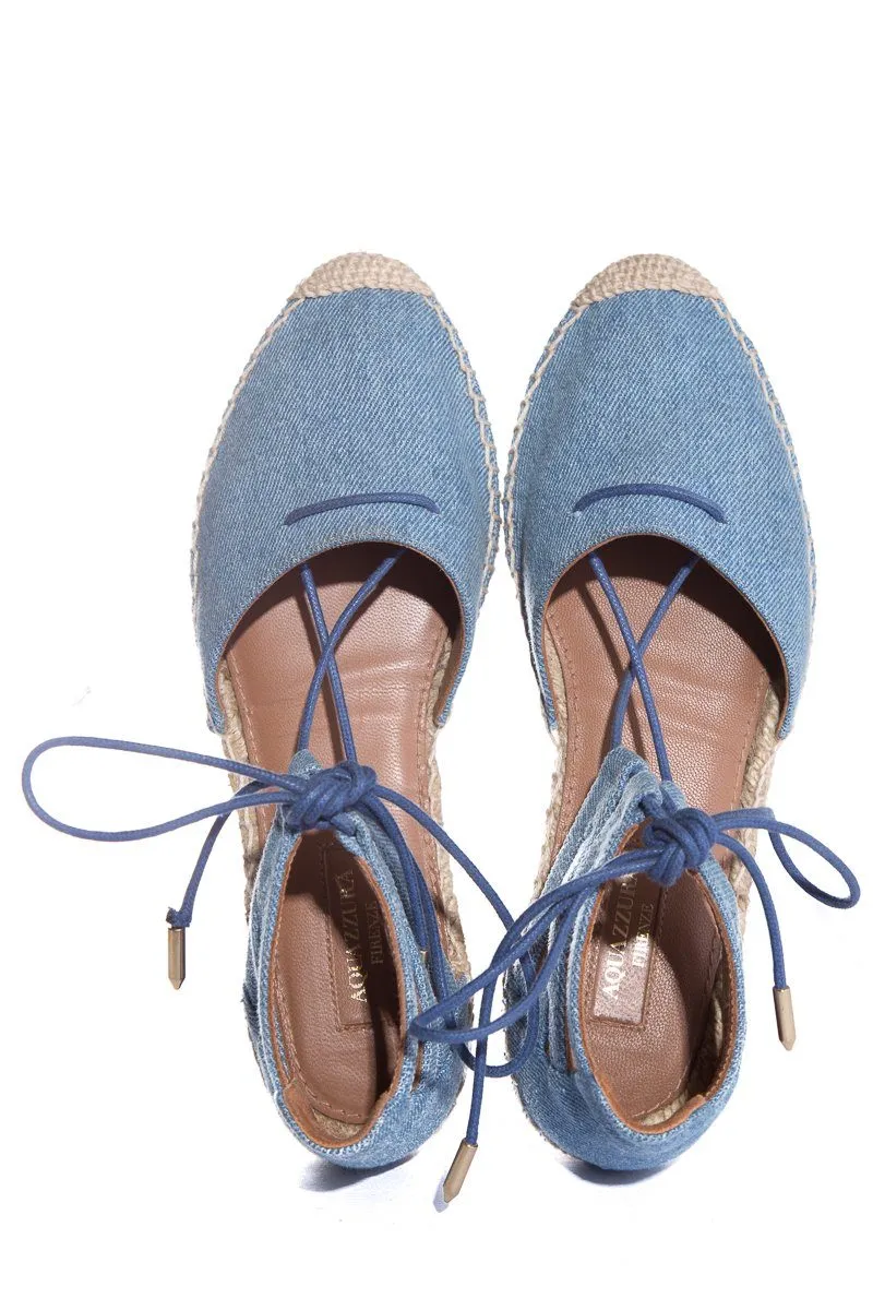 Aquazzura Denim Lace Up Espadrille SZ 37