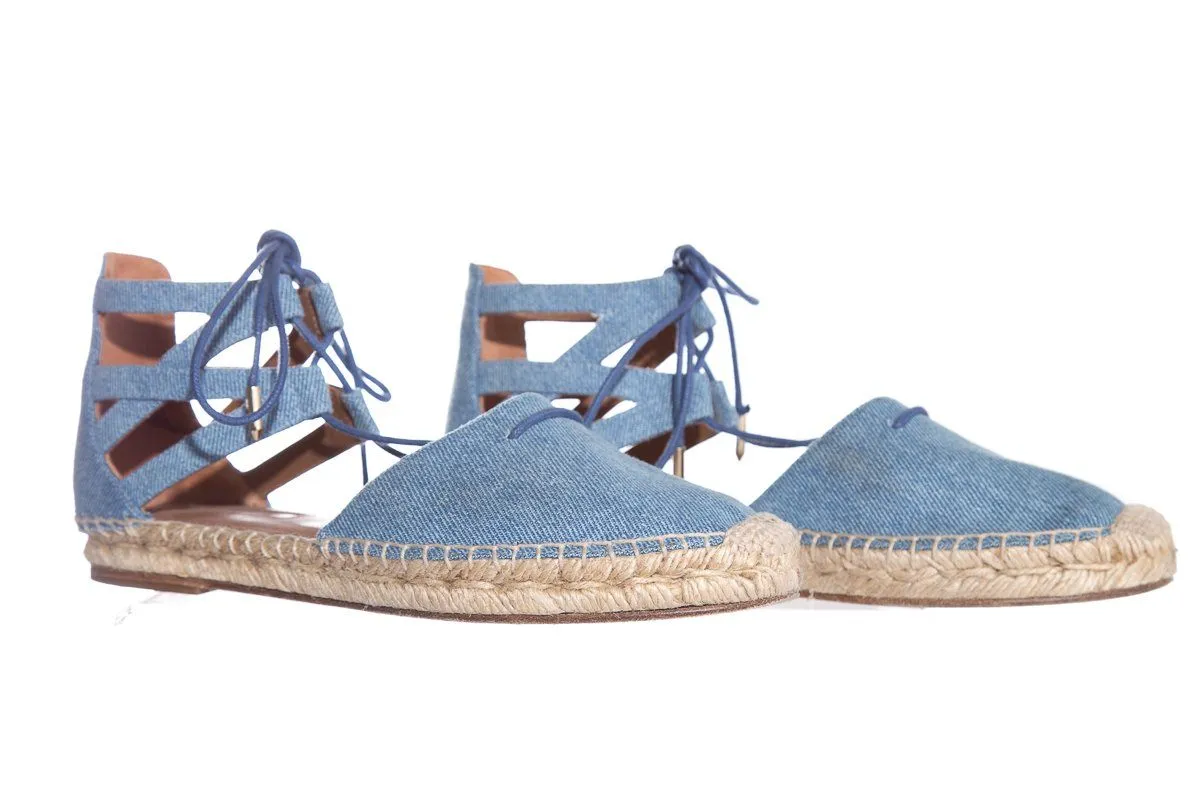 Aquazzura Denim Lace Up Espadrille SZ 37