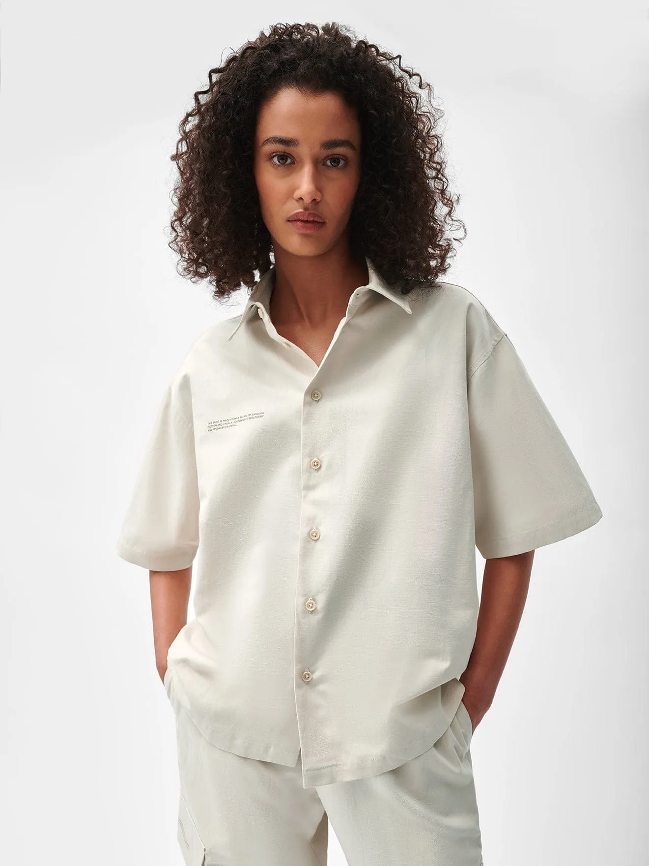 Archive Organic Cotton Linen Short Sleeve Shirt—limestone