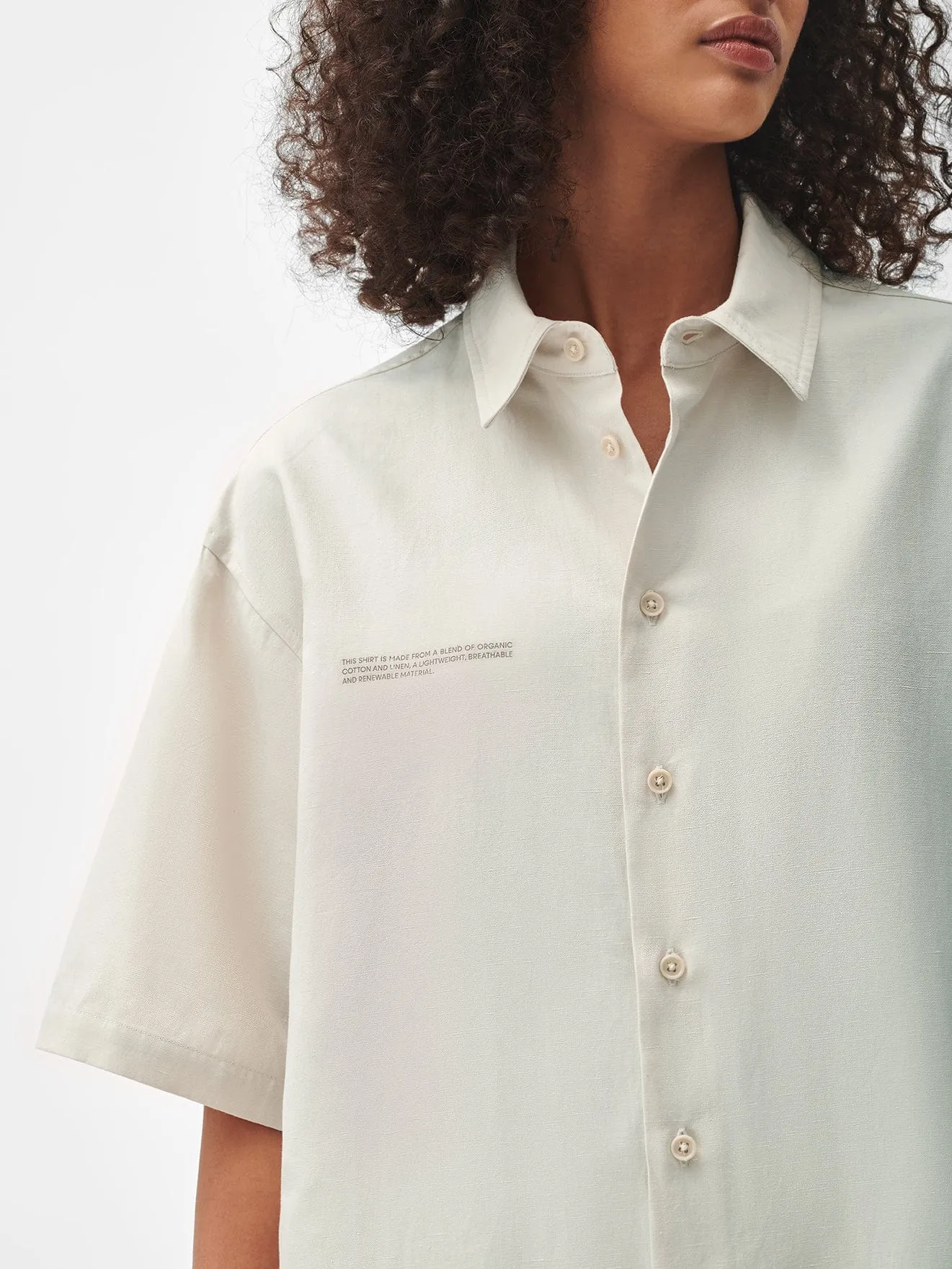 Archive Organic Cotton Linen Short Sleeve Shirt—limestone