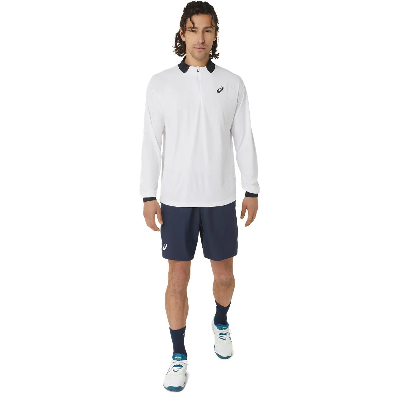 Asics Jacket Court LS Half Zip Heren Wit Zwart