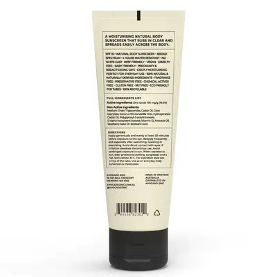 Avocado Zinc - SPF 30 Natural Body Sunscreen