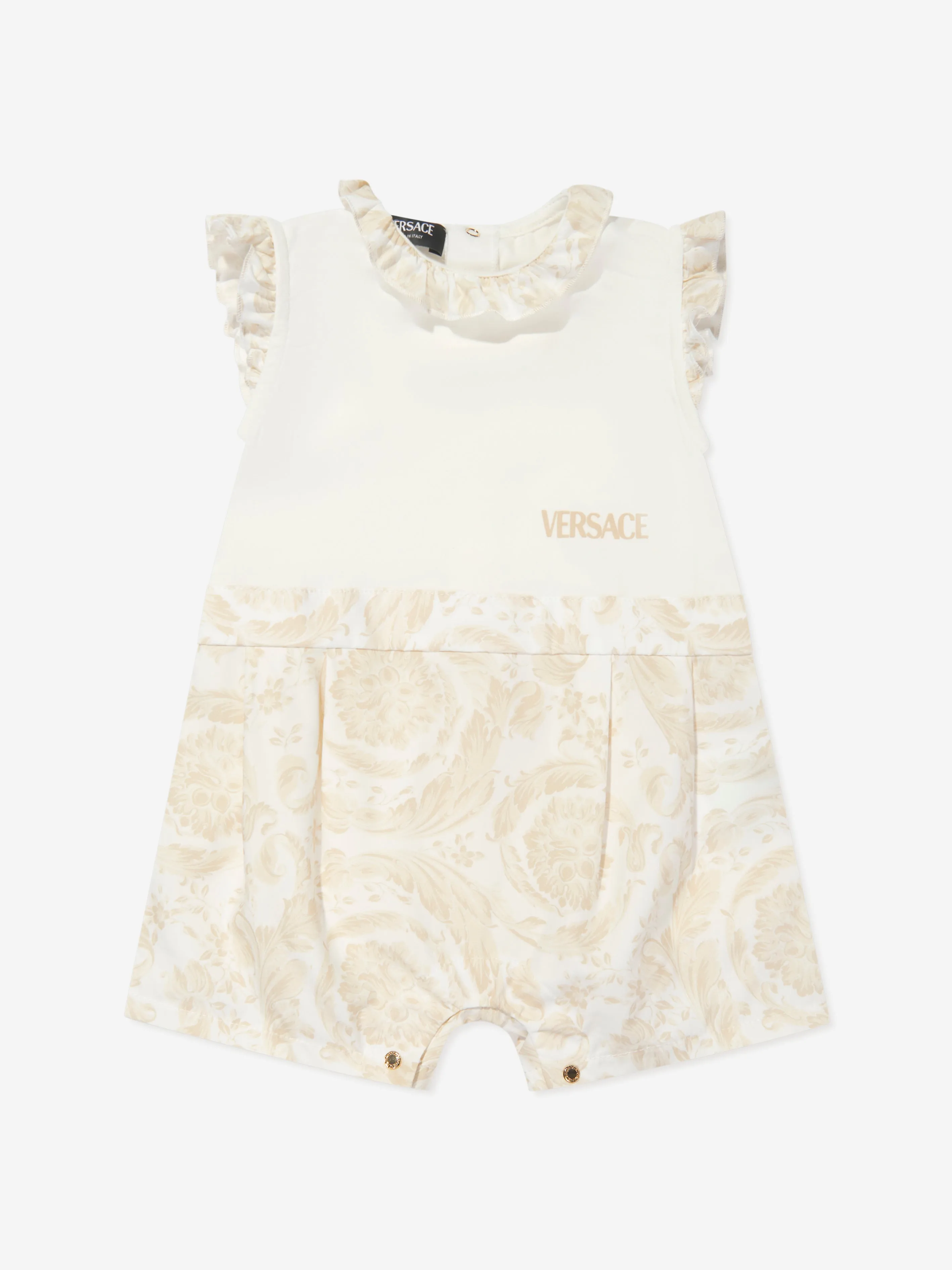 Baby Barocco Logo Romper in Beige