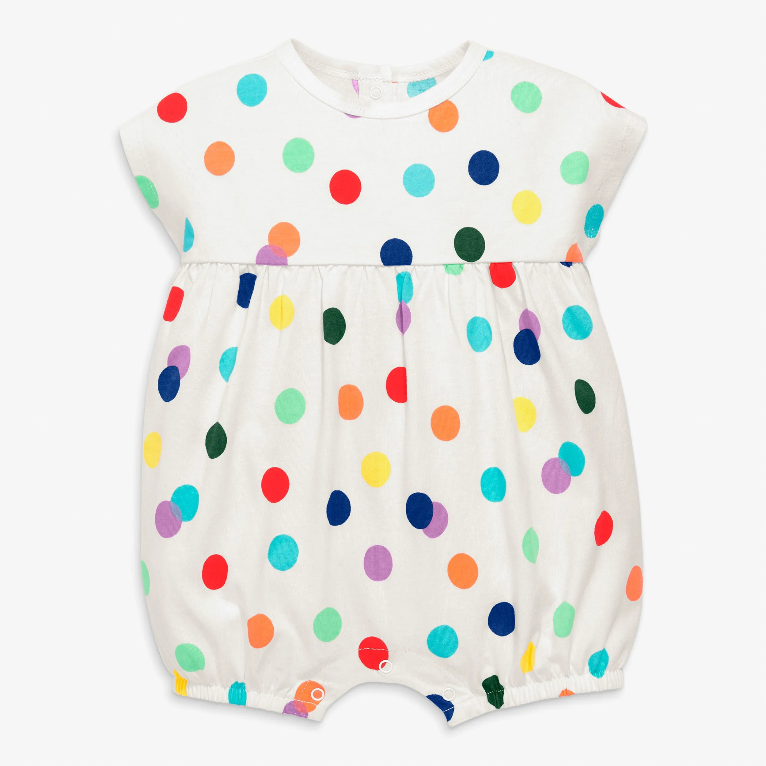 Baby bubble shortie in rainbow confetti dot