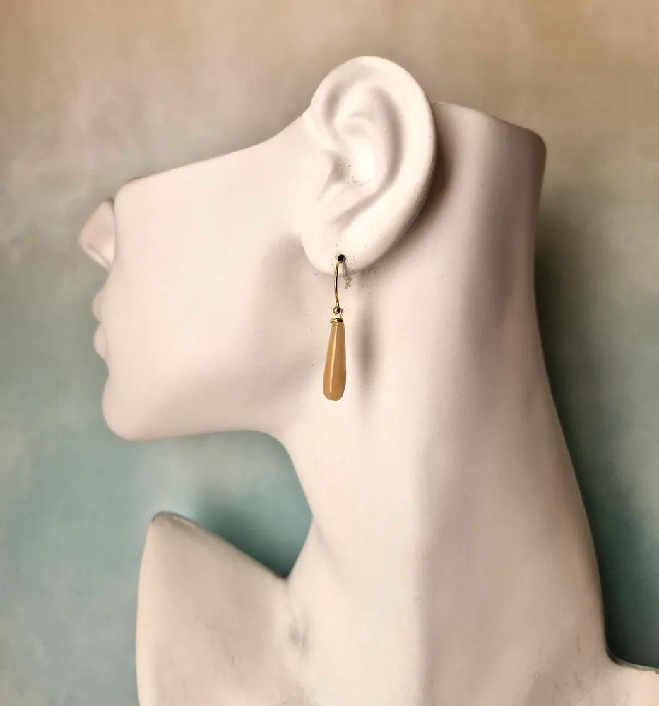 Beige Mother of Pearl Drop Earrings