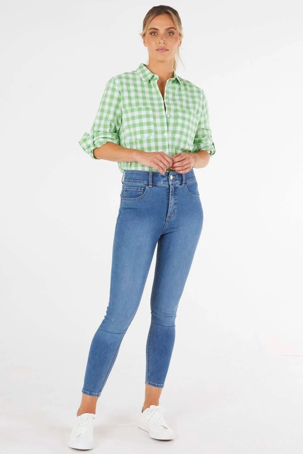 Betty Basics Heston Shirt in Green Gingham