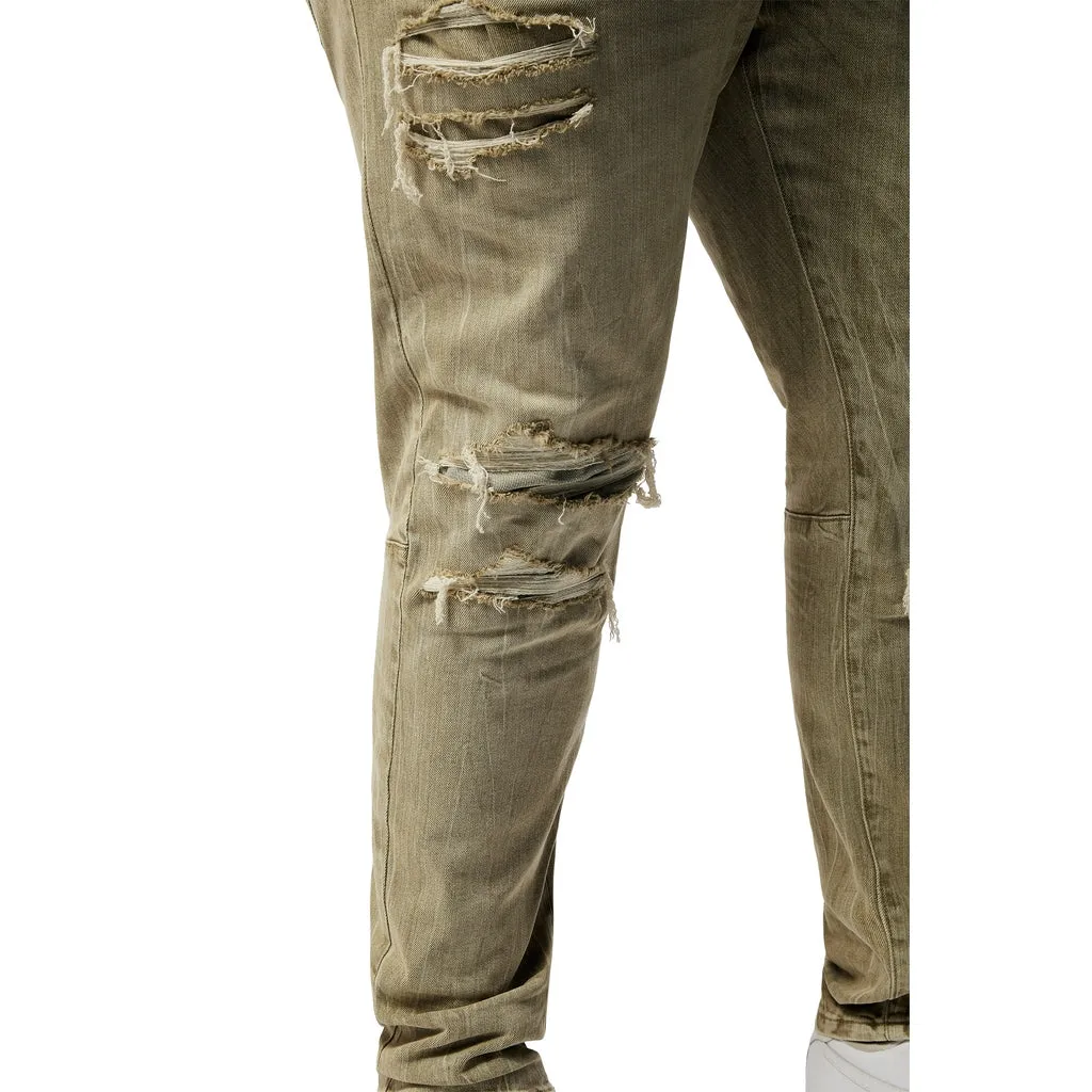 Big and Tall - Rip & Repaired Color Jeans - Light Oak