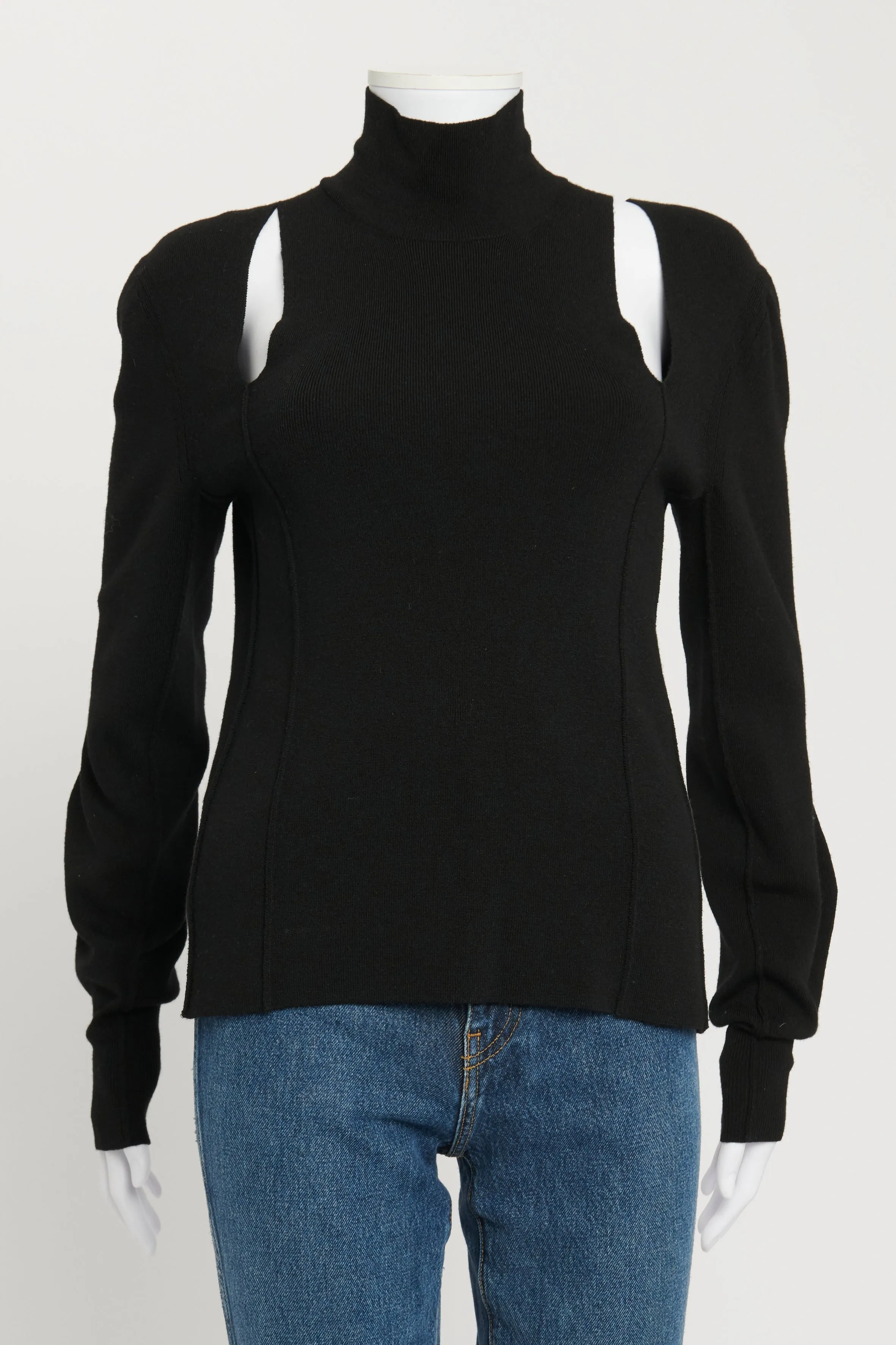 Black Cut Out High Neck Preowned Jumper