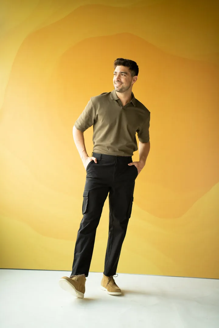 Black Shadow Stretch Cargo Pants