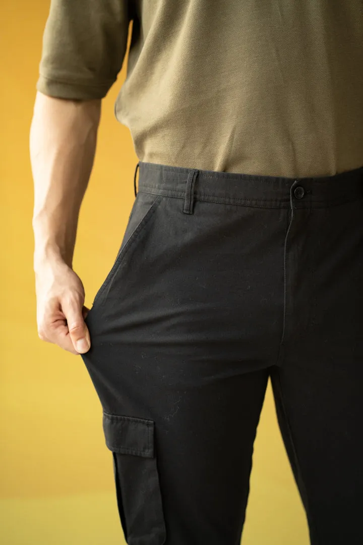 Black Shadow Stretch Cargo Pants