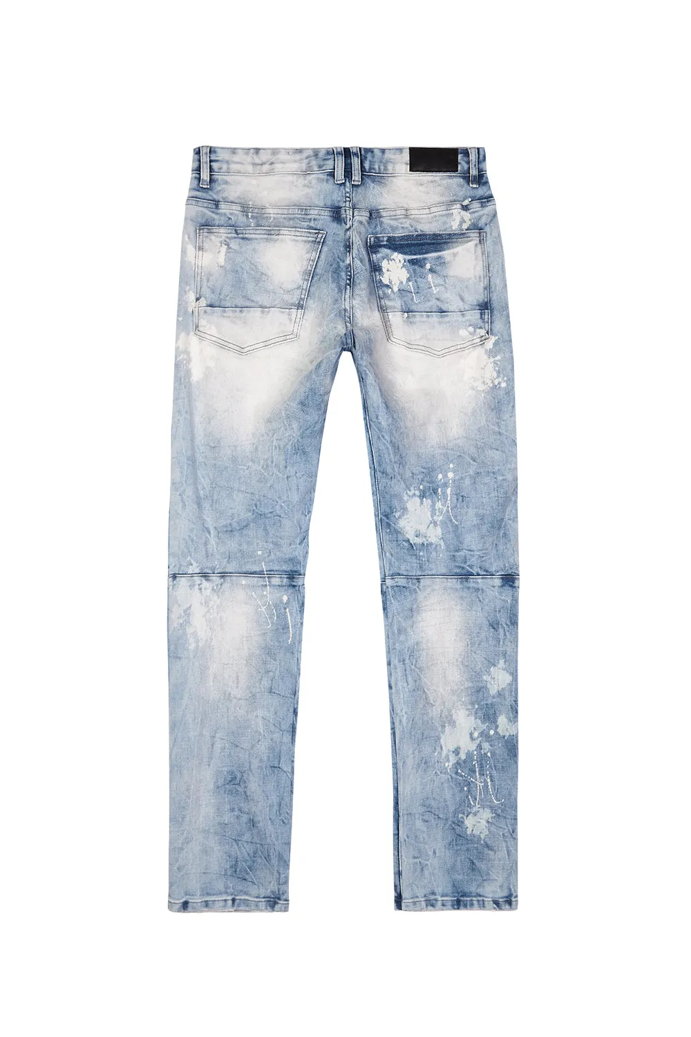 Bleach Washed Rip & Repaired Jeans - Cabana Blue