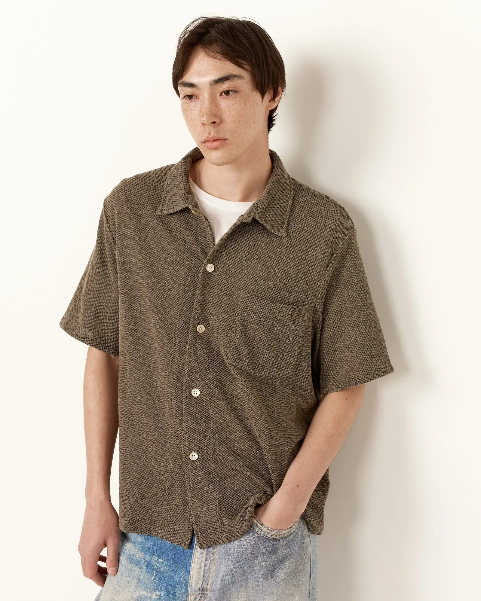 Box Short Sleeve Shirt in Muck Boucle