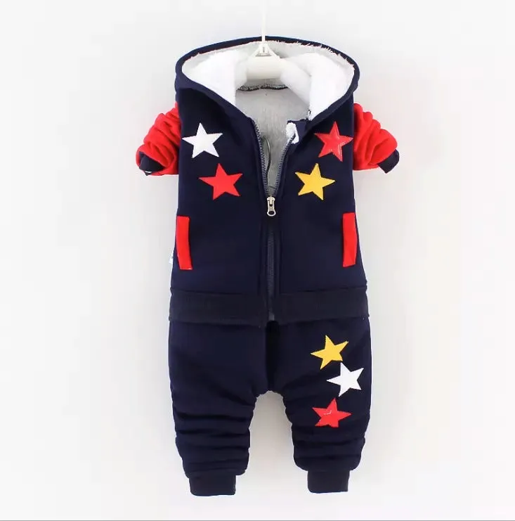 Boys And Girls Fluffy Warm  Hooded 2 Pcs Set