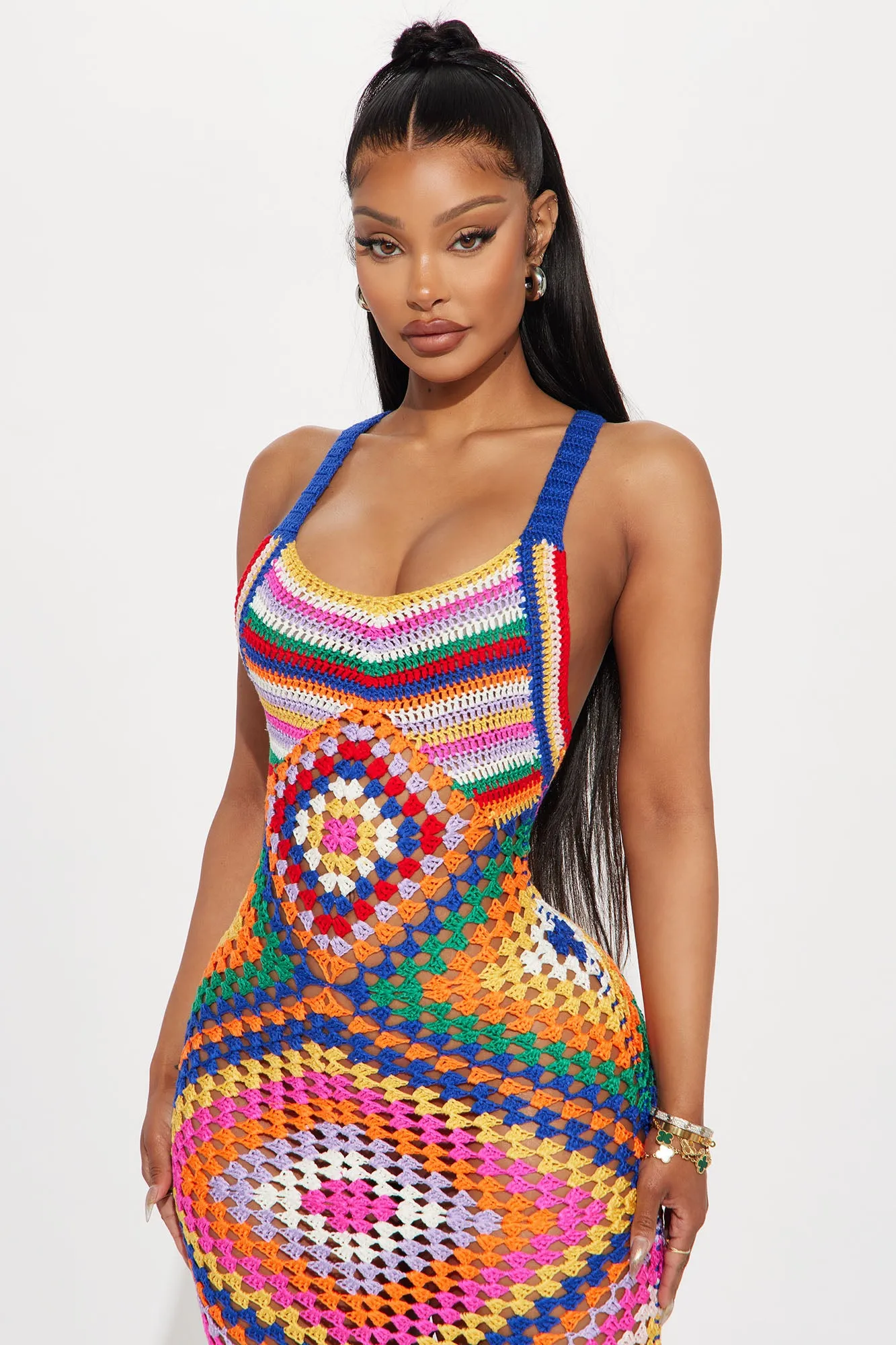 Cabo Vacay Crochet Maxi Dress - Multi Color