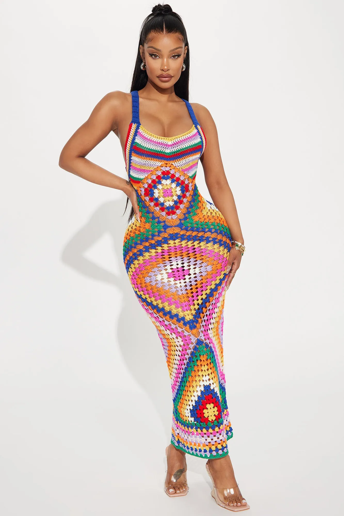 Cabo Vacay Crochet Maxi Dress - Multi Color