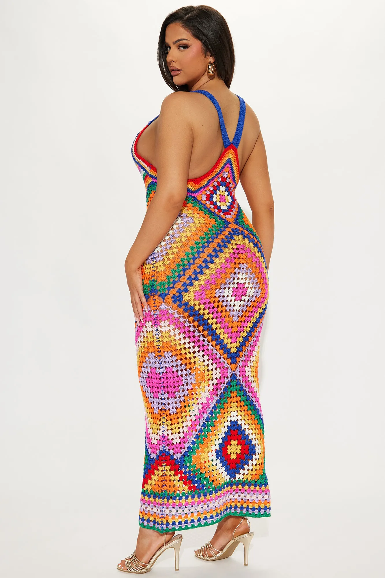 Cabo Vacay Crochet Maxi Dress - Multi Color