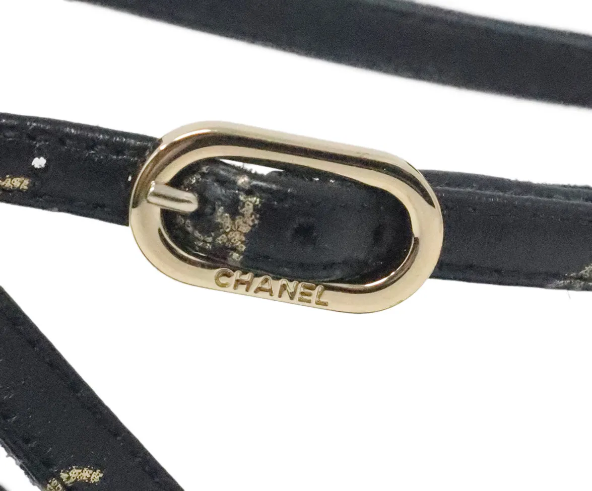 Chanel Black & Gold Logo Print Flats sz 8.5