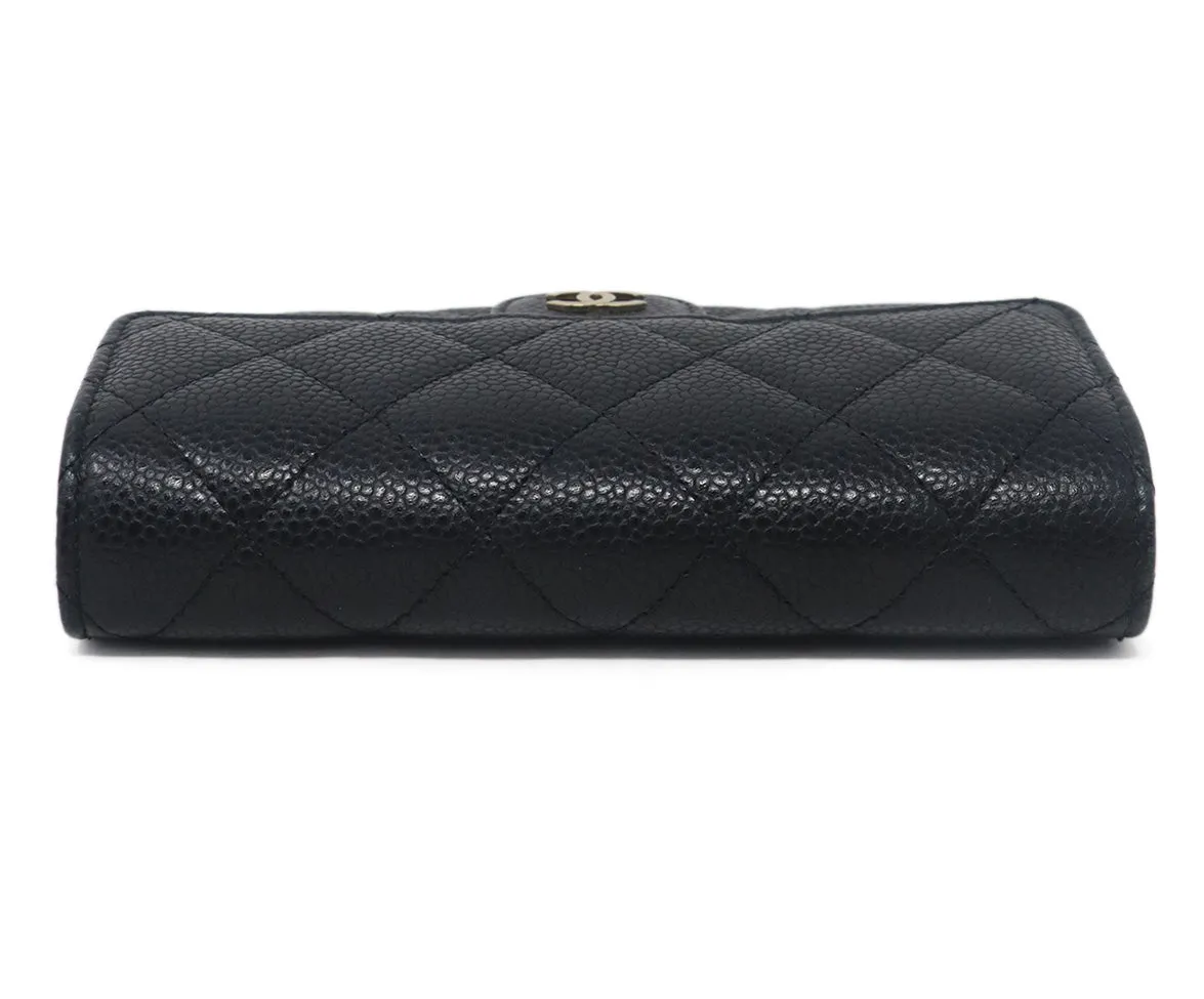 Chanel Black Quilted Caviar Leather Wallet