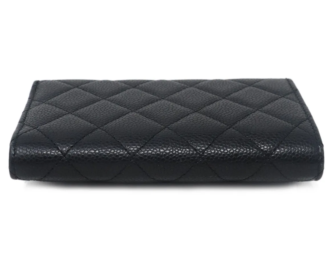 Chanel Black Quilted Caviar Leather Wallet