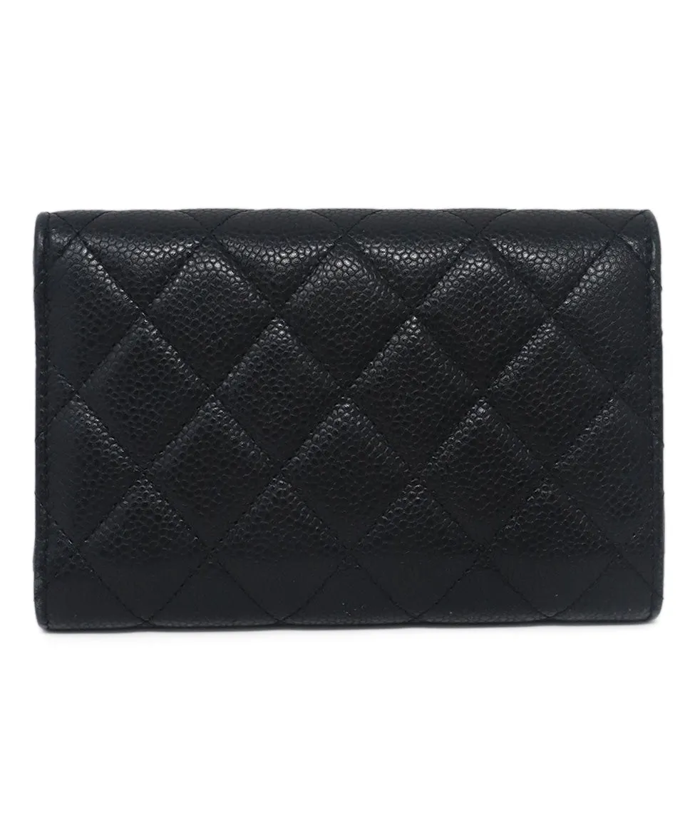 Chanel Black Quilted Caviar Leather Wallet