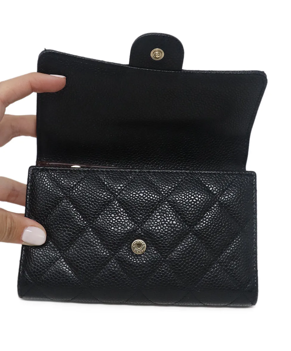 Chanel Black Quilted Caviar Leather Wallet