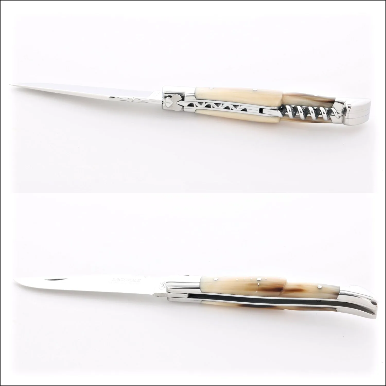 Classic Laguiole Corkscrew Knife Flamed Horn Tip Handle