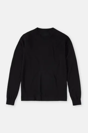 Closed Black Cotton Fine Knit Crewneck Sweater