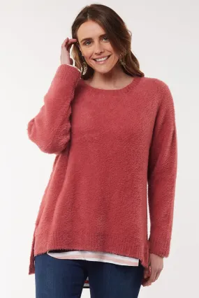 Cosy Deep Rose Knit Crew