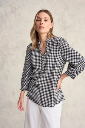 Cotton Gingham Blouse - Black & White Gingham