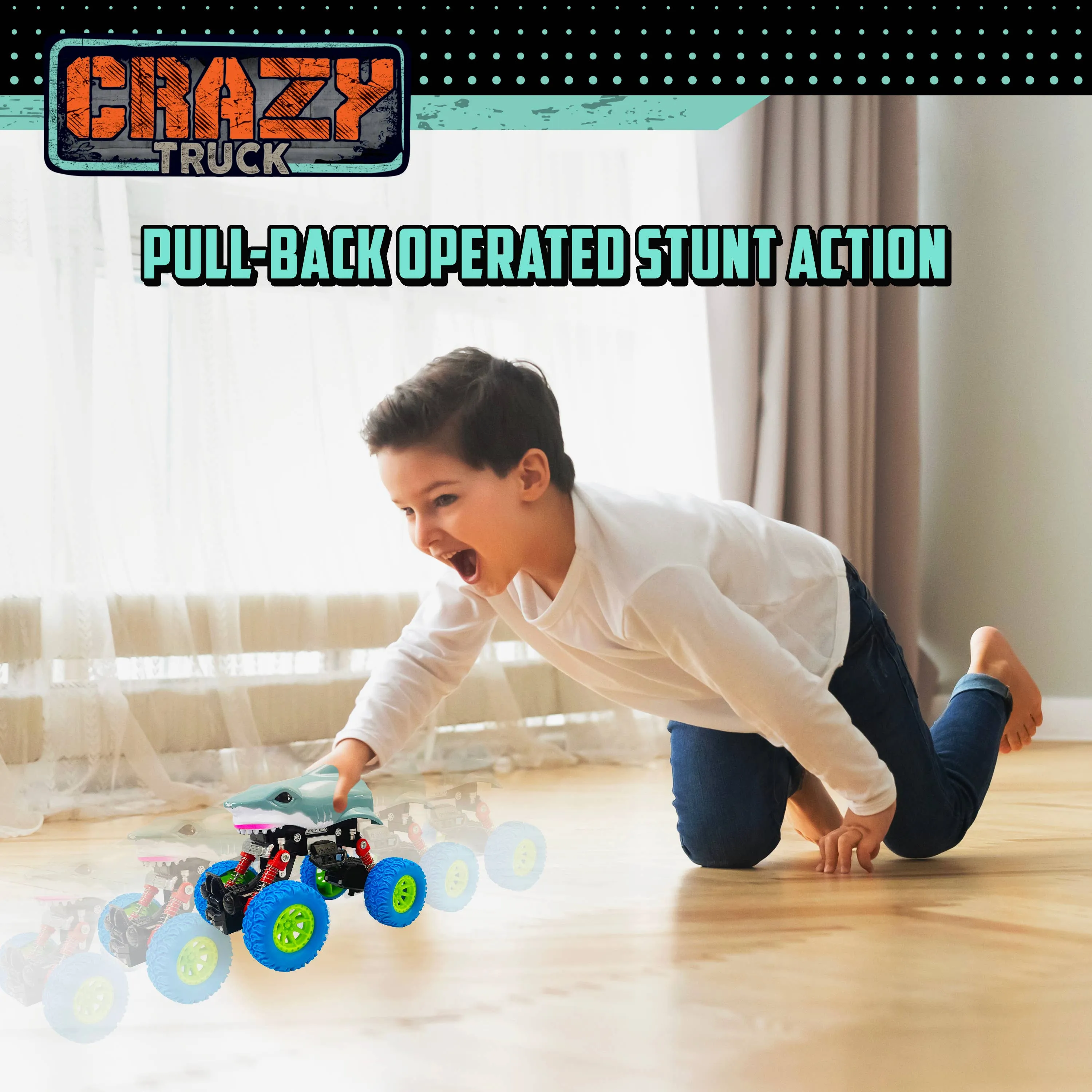 Crazy Truck - Pull Back Shark Truck - Blue