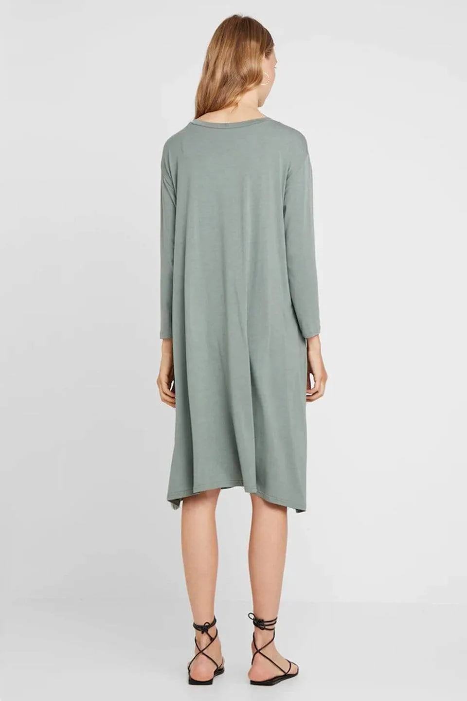 Dany Long Sleeve Bamboo Cotton Dress Olive Green