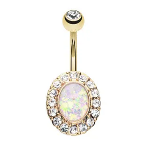 Deluxe Opal Belly Ring with Gold Plating