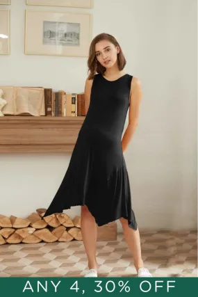 Desiree Sleeveless Bamboo Cotton Nursing Dress Black